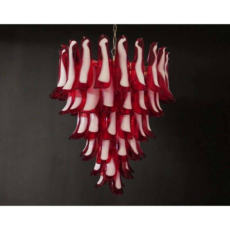 Винтажная люстра Murano Chandelier 75 Red Petal Glass