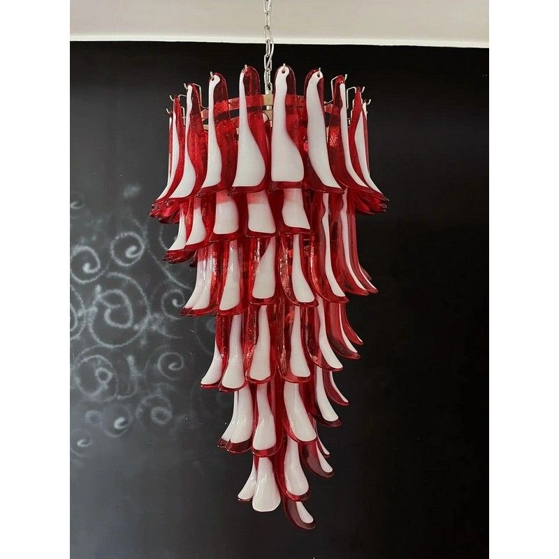 Винтажная люстра Murano Chandelier 83 Red Petal Glass