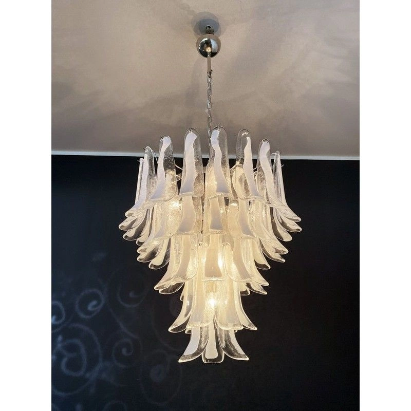 Винтажная люстра Murano Chandelier 52 White Petal Glass