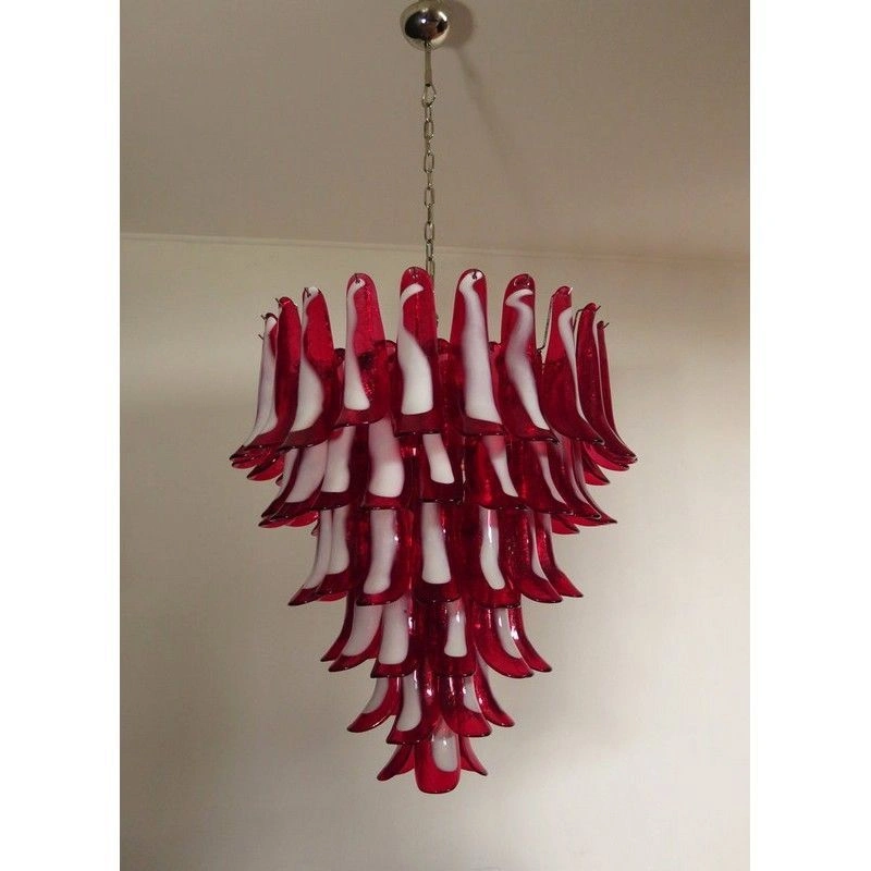 Винтажная люстра Murano Chandelier 75 Red Petal Glass