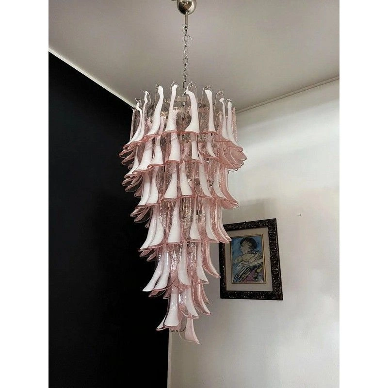 Винтажная люстра Murano Chandelier 83 Pink Petal Glass