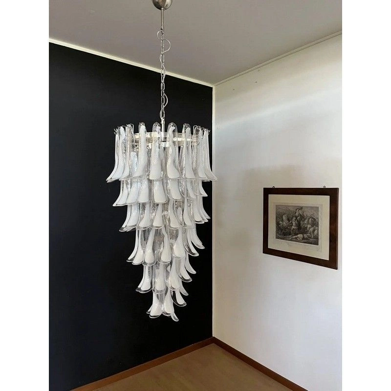 Винтажная люстра Murano Chandelier 83 Clear Petal Glass