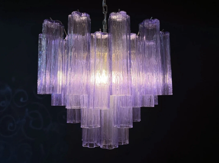 Винтажная люстра Murano Chandelier 36 Purple Glass Tubes
