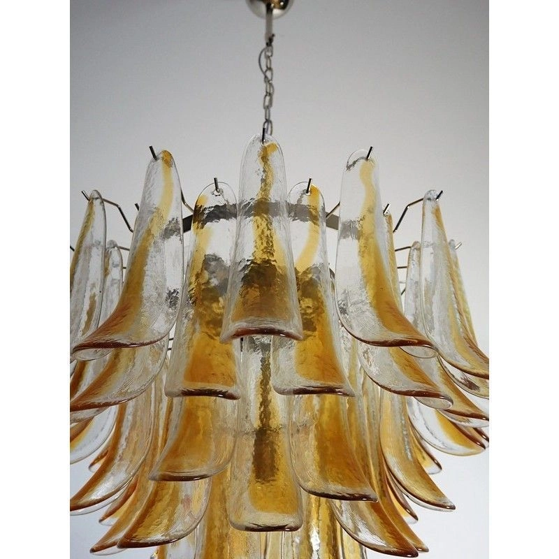 Винтажная люстра Murano Chandelier 53 Yellow Petal Glass