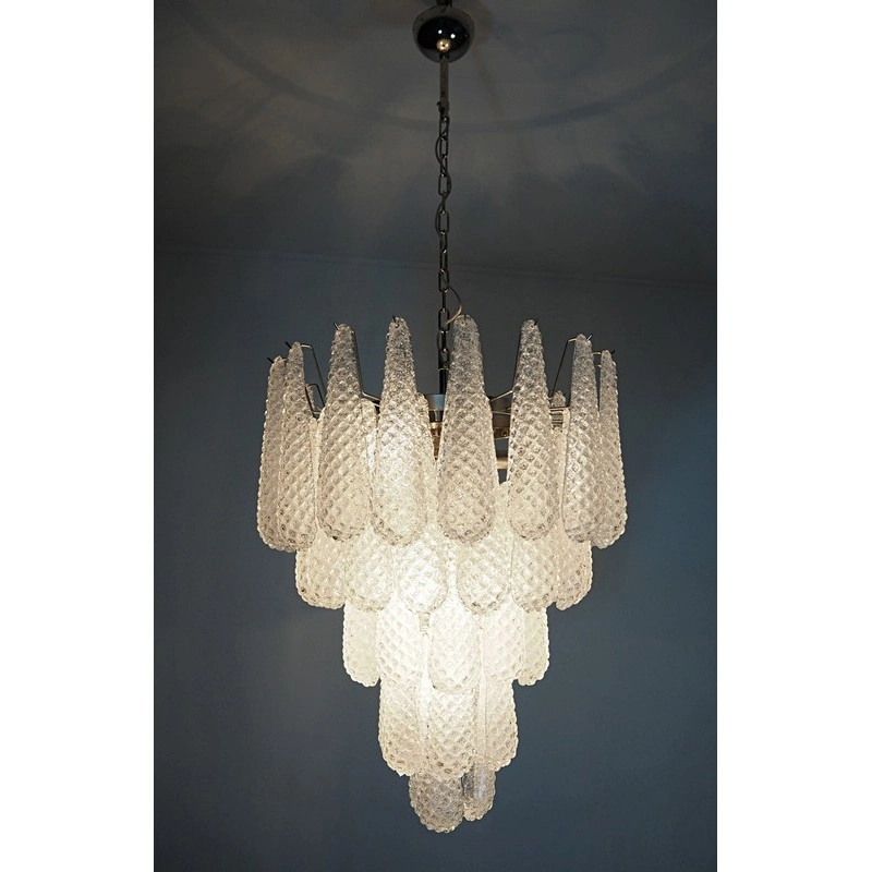 Винтажная люстра Murano Chandelier 52 Clear Drop Glasses