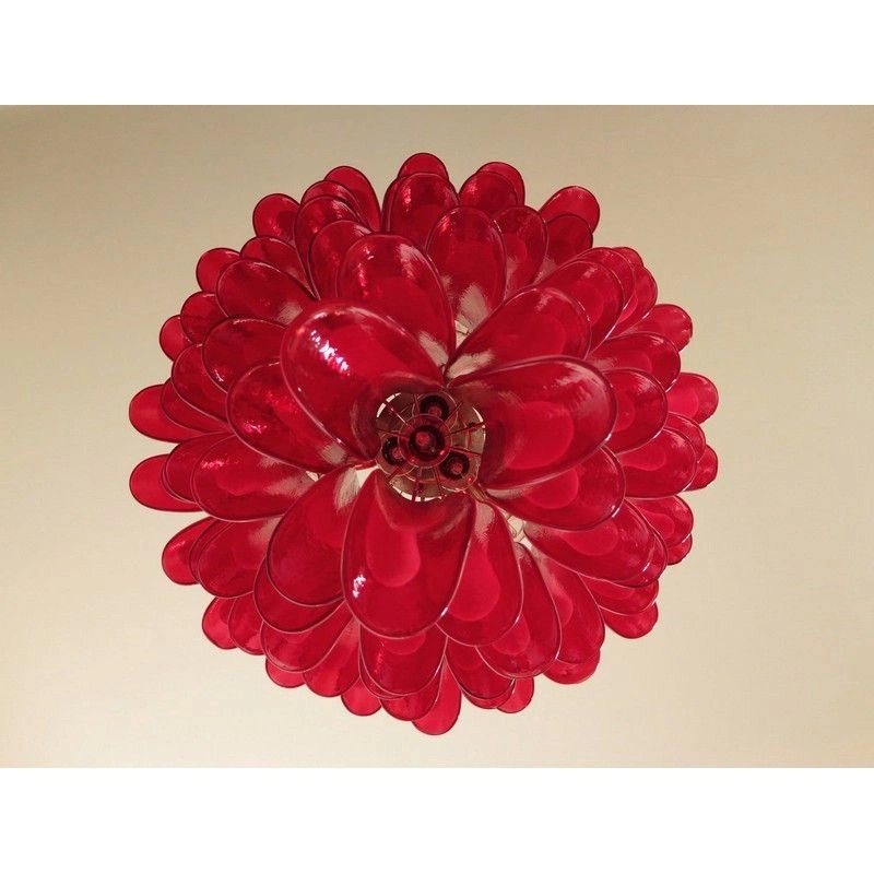 Винтажная люстра Murano Chandelier 75 Red Petal Glass