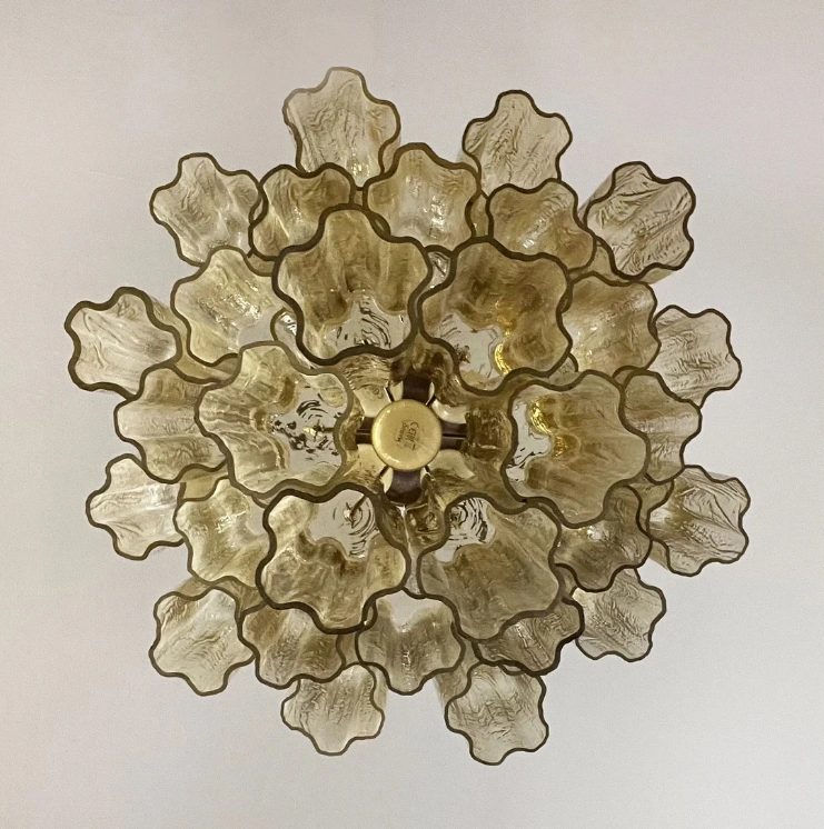 Винтажная люстра Murano Chandelier 30 Yellow Glass Tubes