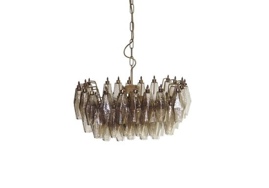 Винтажная люстра Murano Chandelier 56 Smoky Poliedri Glass