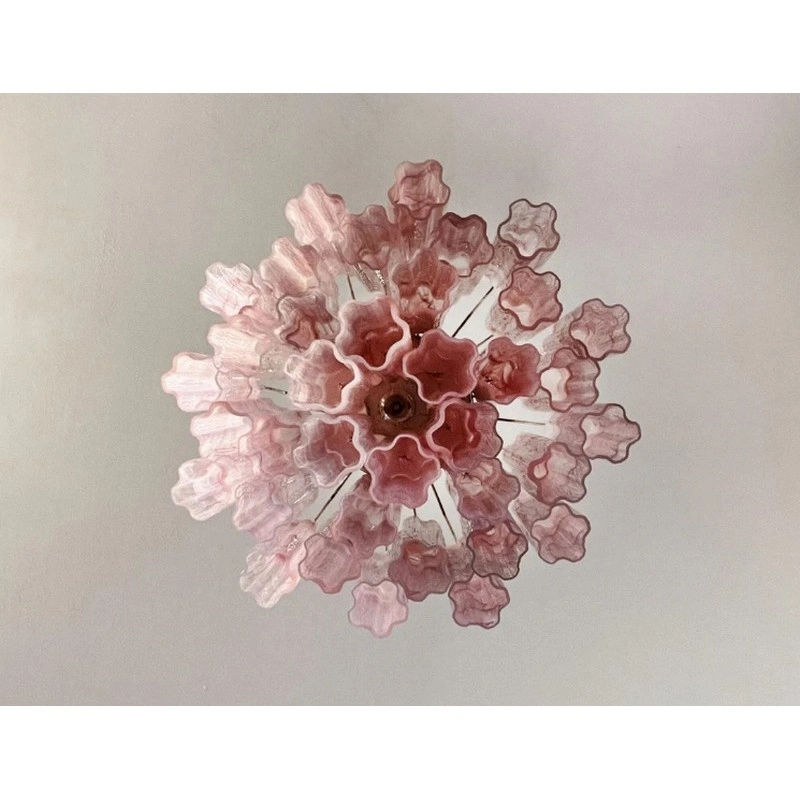 Винтажная люстра Murano Chandelier 36 Pink Alabaster Glass Tubes