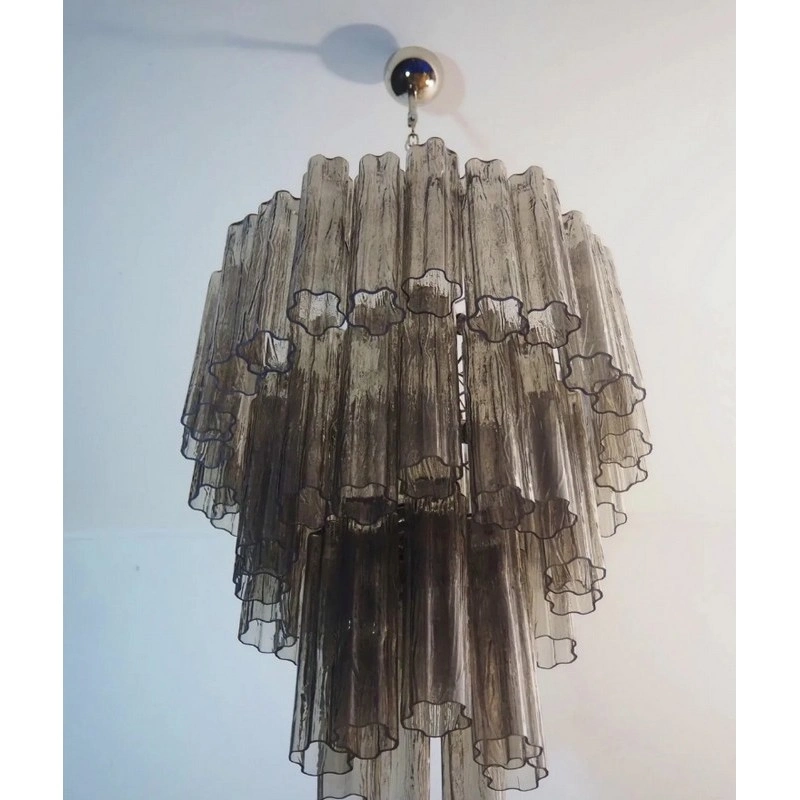 Винтажная люстра Murano Chandelier 48 Smoke Glass Tubes