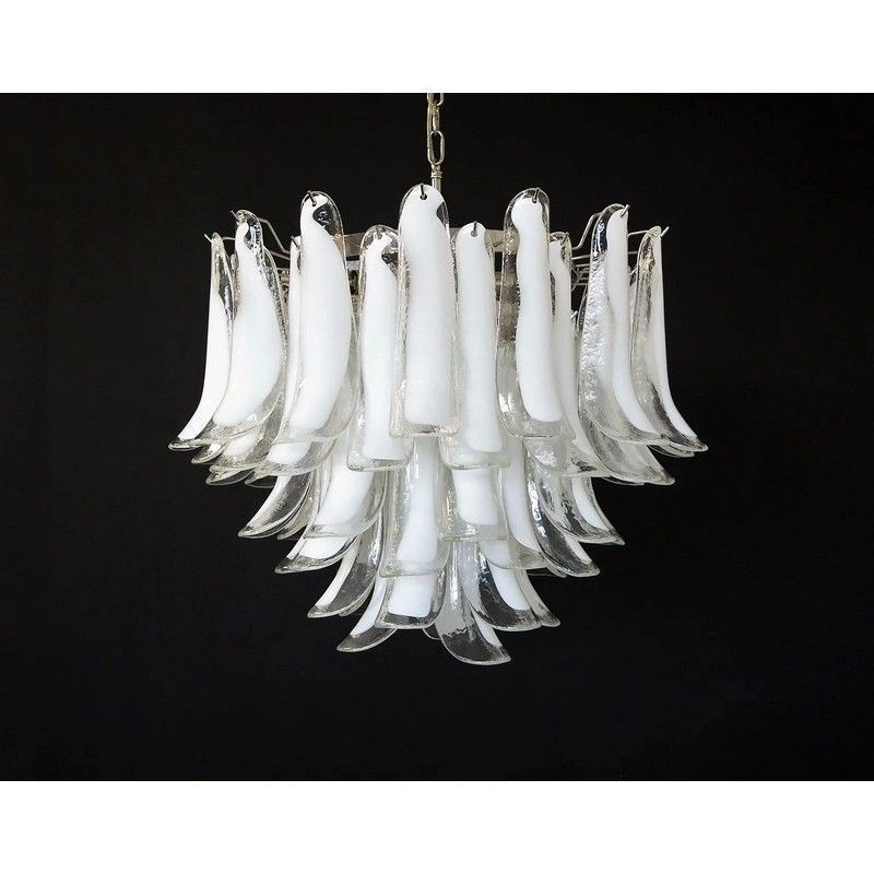 Винтажная люстра Murano Chandelier 53 Clear Petal Glass