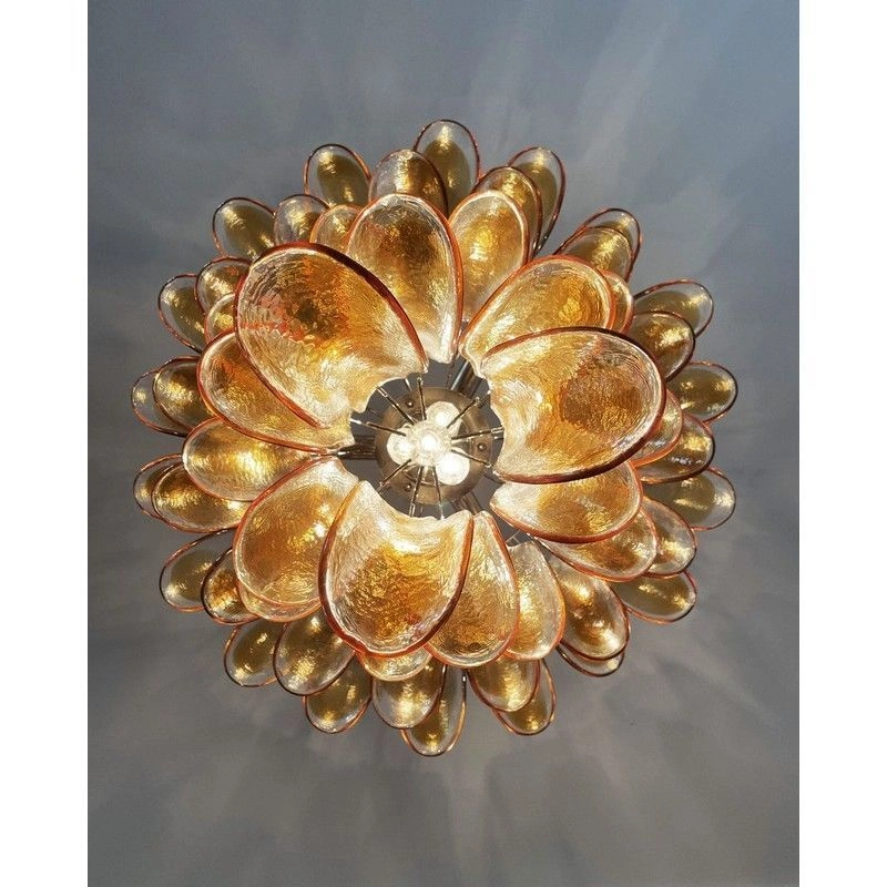 Винтажная люстра Murano Chandelier 52 Yellow Petal Glass