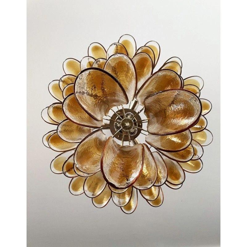 Винтажная люстра Murano Chandelier 52 Yellow Petal Glass