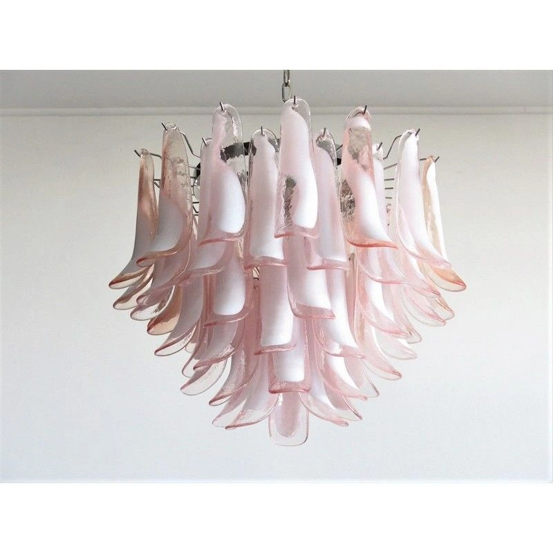 Винтажная люстра Murano Chandelier 53 Pink Petal Glass