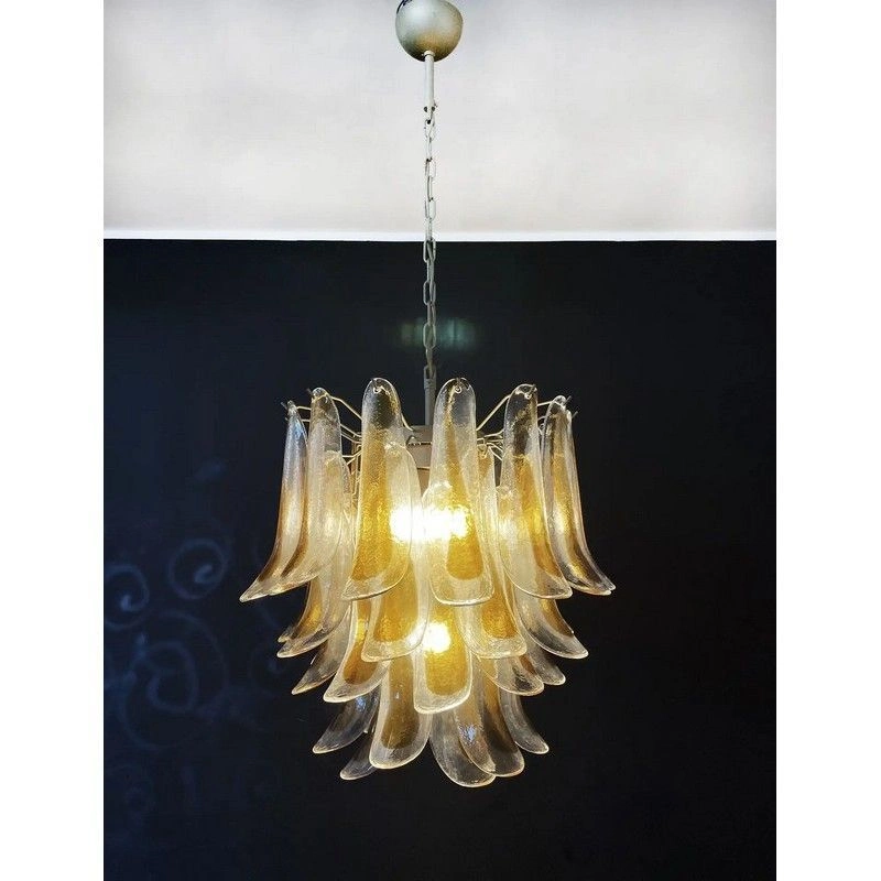 Винтажная люстра Murano Chandelier 41 Yellow Petal Glass