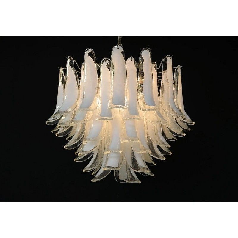 Винтажная люстра Murano Chandelier 53 Clear Petal Glass