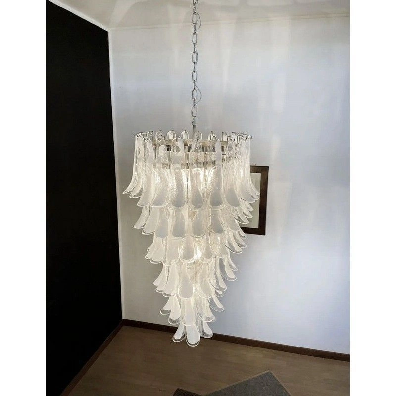 Винтажная люстра Murano Chandelier 83 Clear Petal Glass