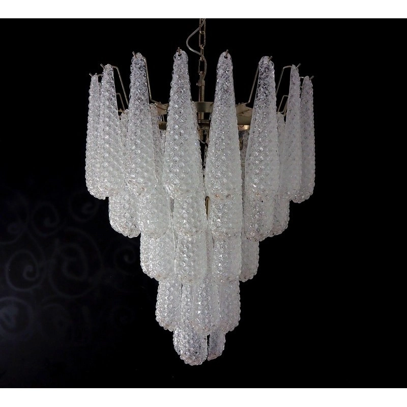 Винтажная люстра Murano Chandelier 52 Clear Drop Glasses