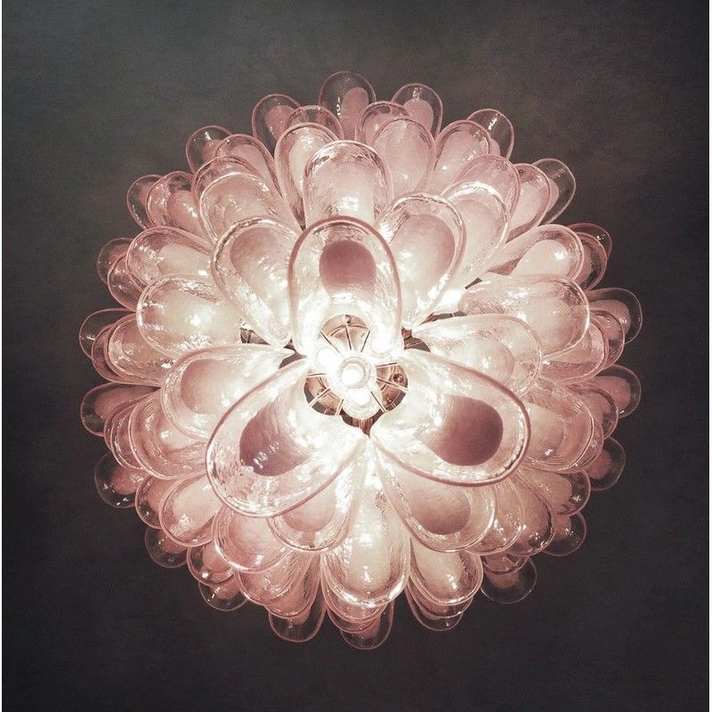Винтажная люстра Murano Chandelier 75 Pink Petal Glass