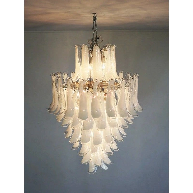 Винтажная люстра Murano Chandelier 85 Clear Petal Glass
