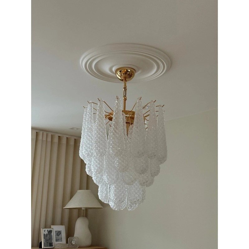 Винтажная люстра Murano Chandelier 41 Clear Drop Glasses