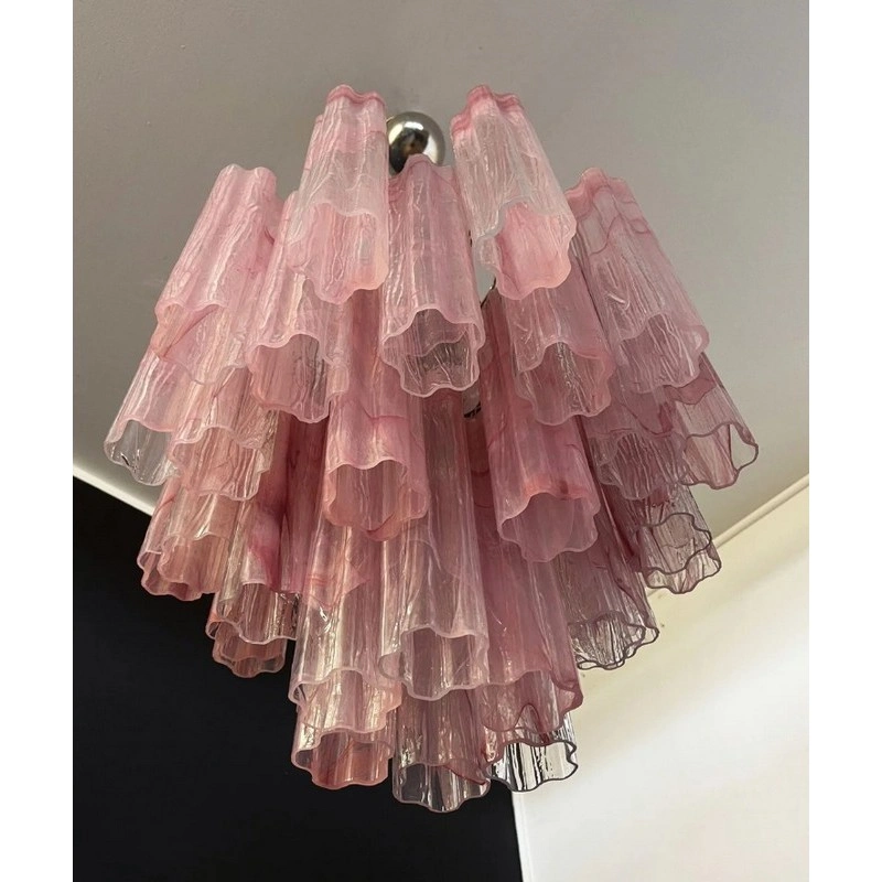 Винтажная люстра Murano Chandelier 36 Pink Alabaster Glass Tubes