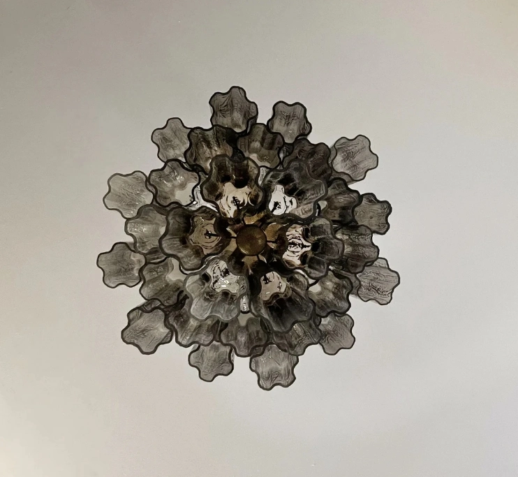 Винтажная люстра Murano Chandelier 30 Smoke-Colored Glass Tubes