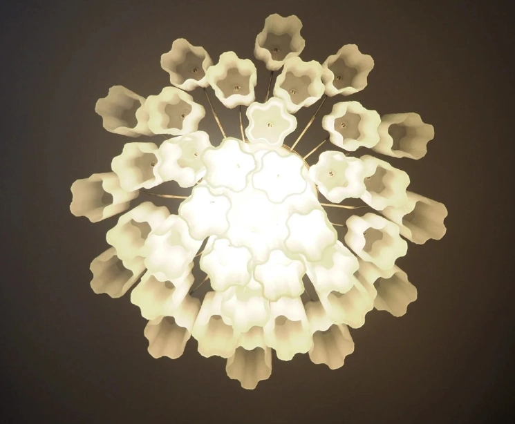Винтажная люстра Murano Chandelier 36 Matte White Glass Tubes