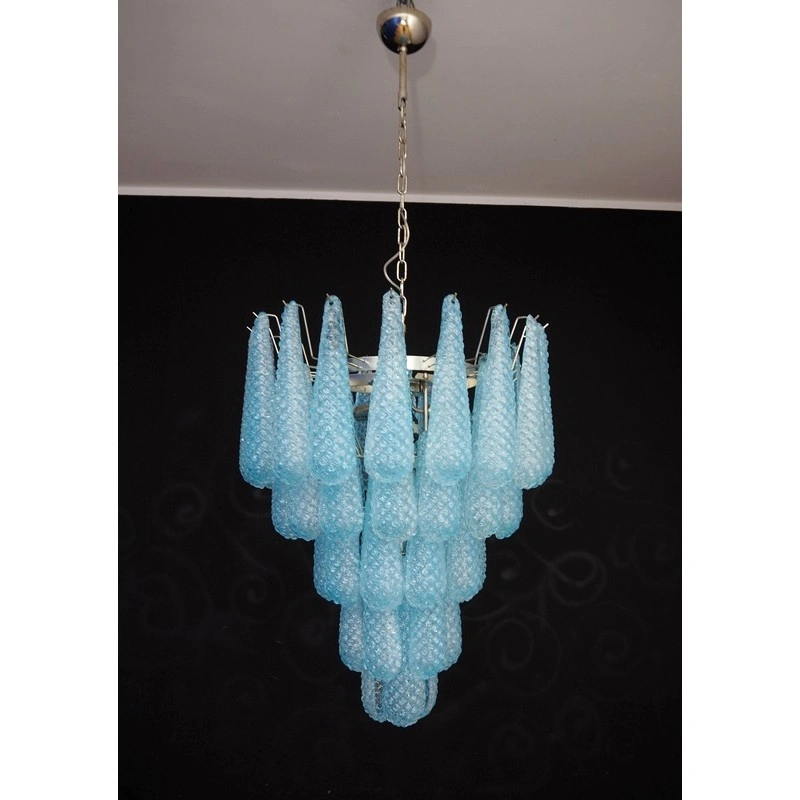 Винтажная люстра Murano Chandelier 52 Blue Drop Glass