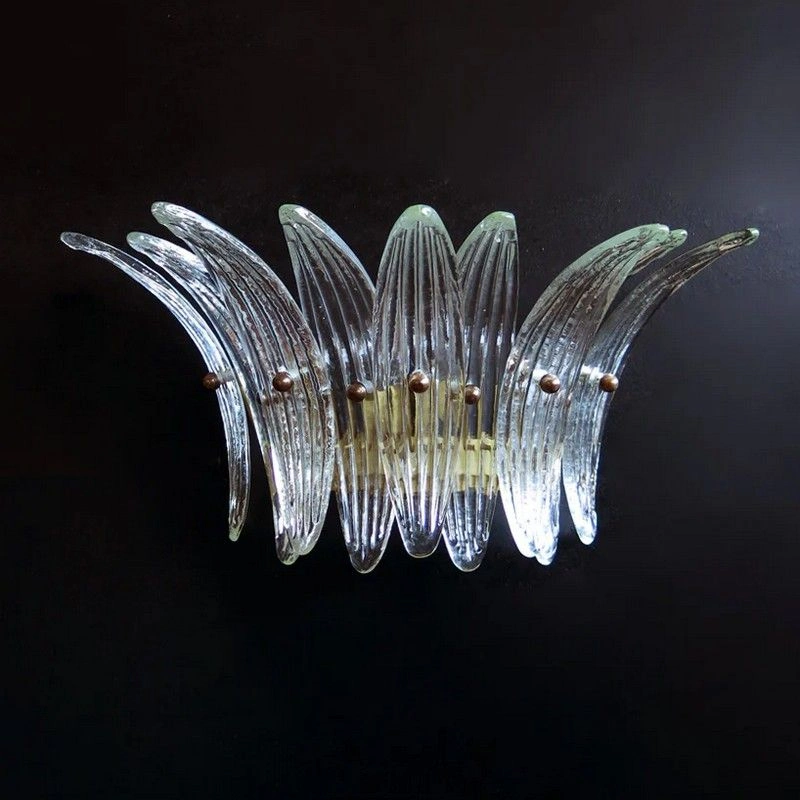 Настенный светильник Murano Wall Lamp 9 Clear Palmette Glass