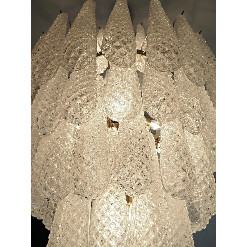 Винтажная люстра Murano Chandelier 85 Clear Drop Glasses