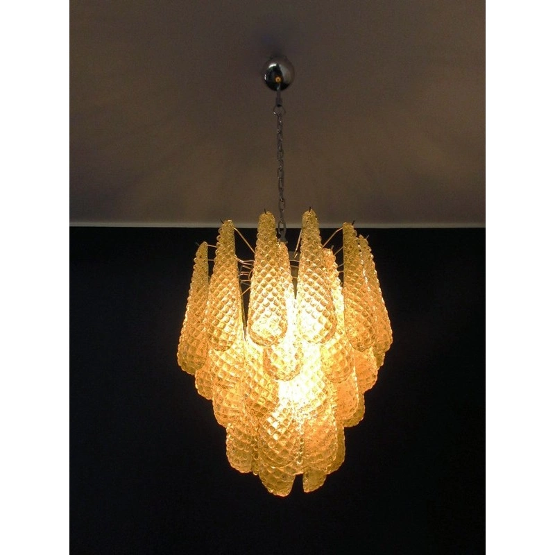 Винтажная люстра Murano Chandelier 41 Yellow Drop Glasses