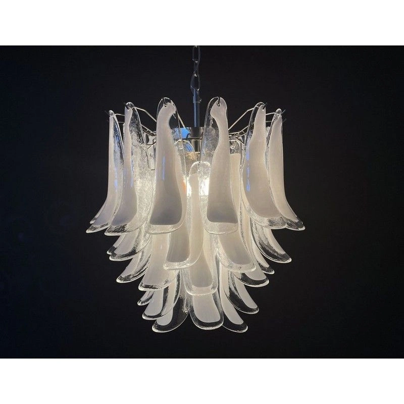 Винтажная люстра Murano Chandelier 41 Clear Petal Glass