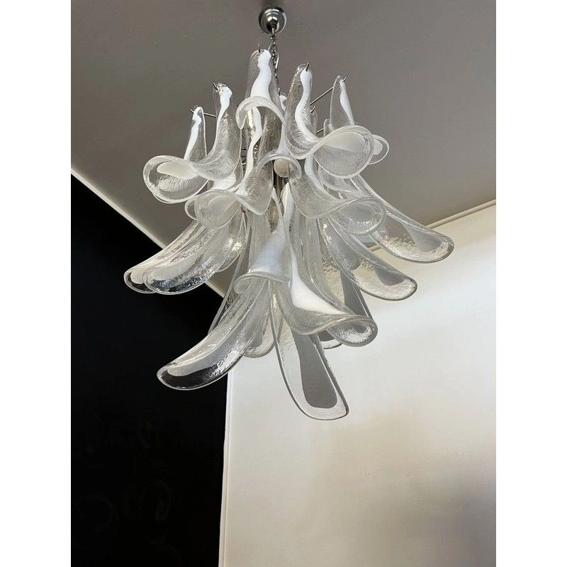 Винтажная люстра Murano Chandelier 30 Clear Petal Glass