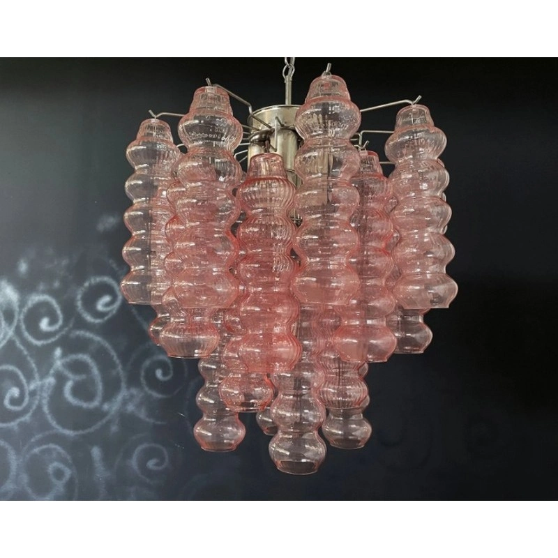 Винтажная люстра Murano Chandelier 26 Pink Glass Tubes