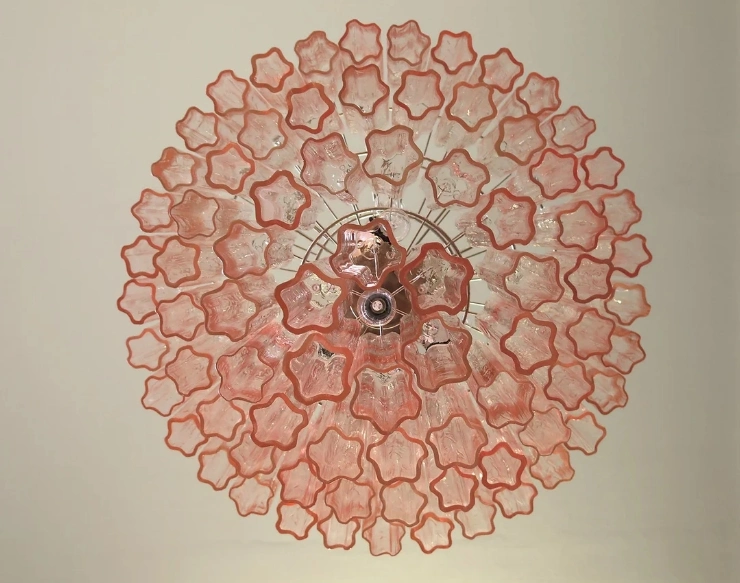 Винтажная люстра Murano Chandelier 78 Pink Glass Tubes