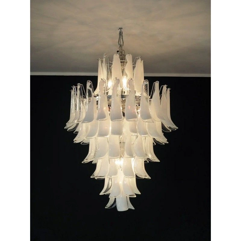 Винтажная люстра Murano Chandelier 85 Clear Petal Glass