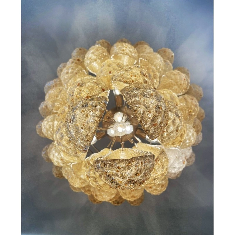 Винтажная люстра Murano Chandelier 75 Yellow Drop Glasses