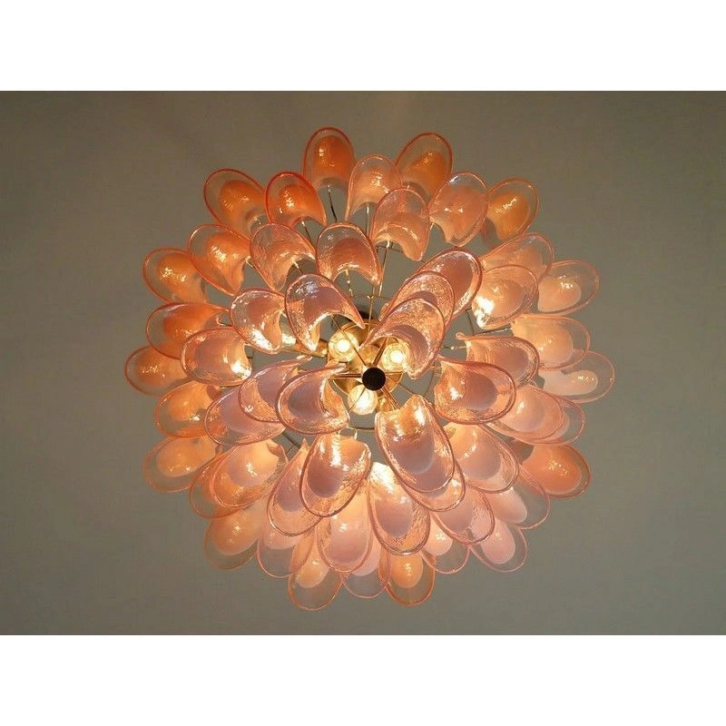 Винтажная люстра Murano Chandelier 53 Pink Petal Glass