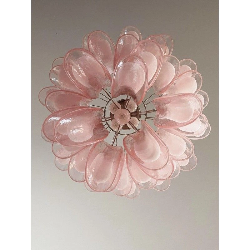 Винтажная люстра Murano Chandelier 41 Pink Petal Glass