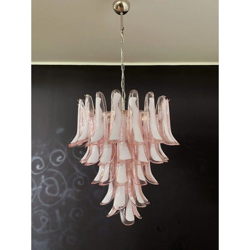 Винтажная люстра Murano Chandelier 52 Pink Petal Glass