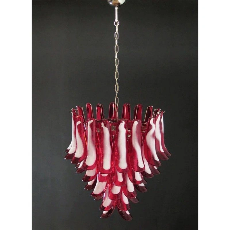 Винтажная люстра Murano Chandelier 52 Red Petal Glass