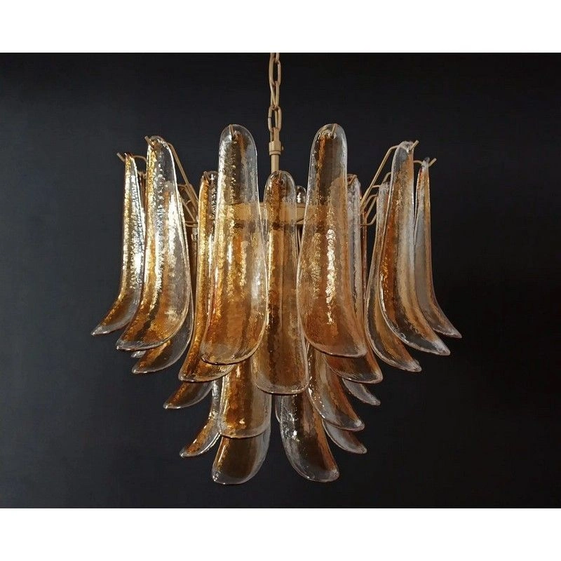 Винтажная люстра Murano Chandelier 36 Clear and Yellow Petal Glass