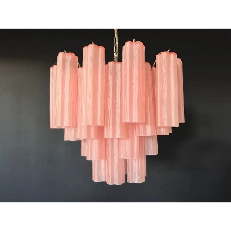Винтажная люстра Murano Chandelier 36 Pink Matte Glass Tubes