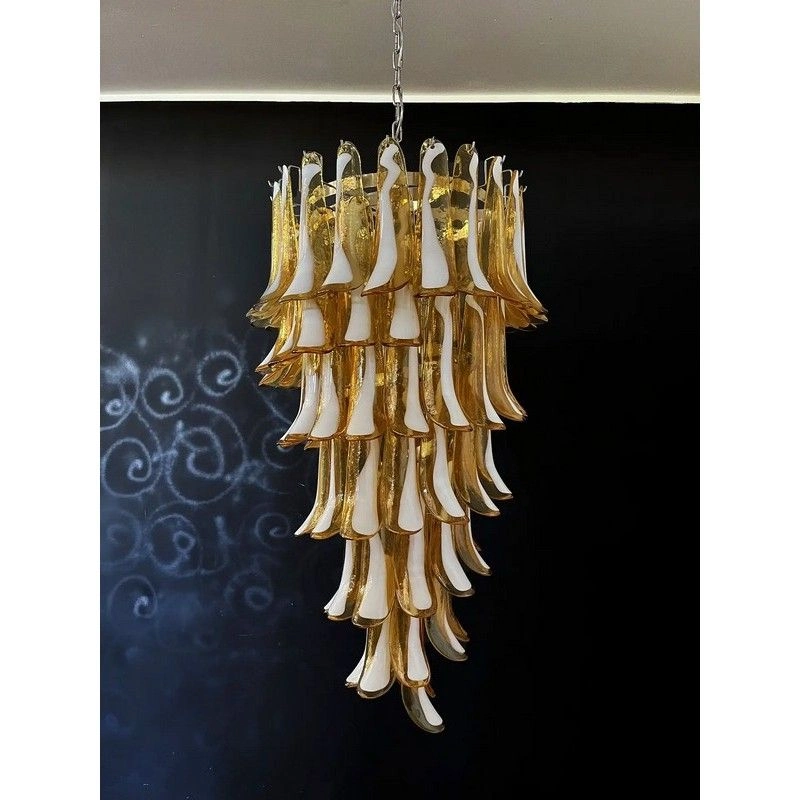 Винтажная люстра Murano Chandelier 83 Caramel-Colored Petal Glass