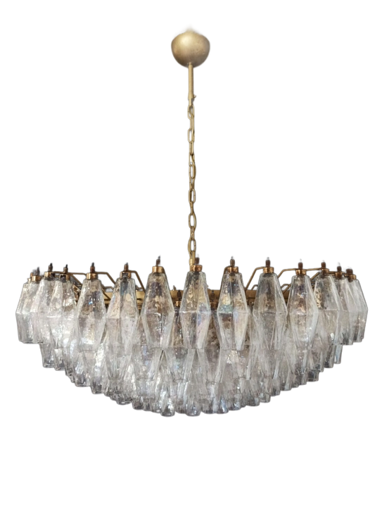 Винтажная люстра Murano Chandelier 185 Iridescent Poliedri Glass