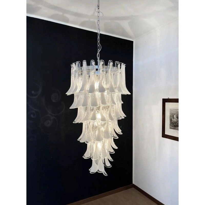 Винтажная люстра Murano Chandelier 83 Clear Petal Glass