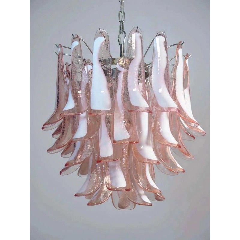 Винтажная люстра Murano Chandelier 41 Pink Petal Glass