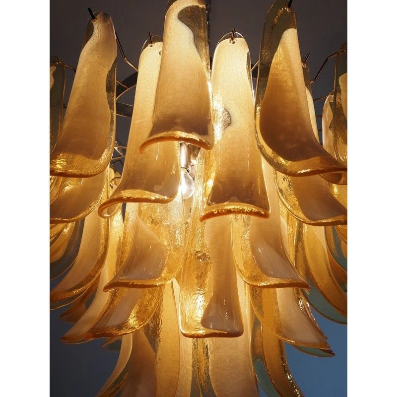 Винтажная люстра Murano Chandelier 53 Caramel-Colored Petal Glass