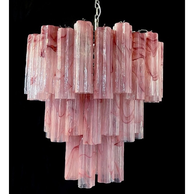 Винтажная люстра Murano Chandelier 48 Pink Alabaster Glass Tubes